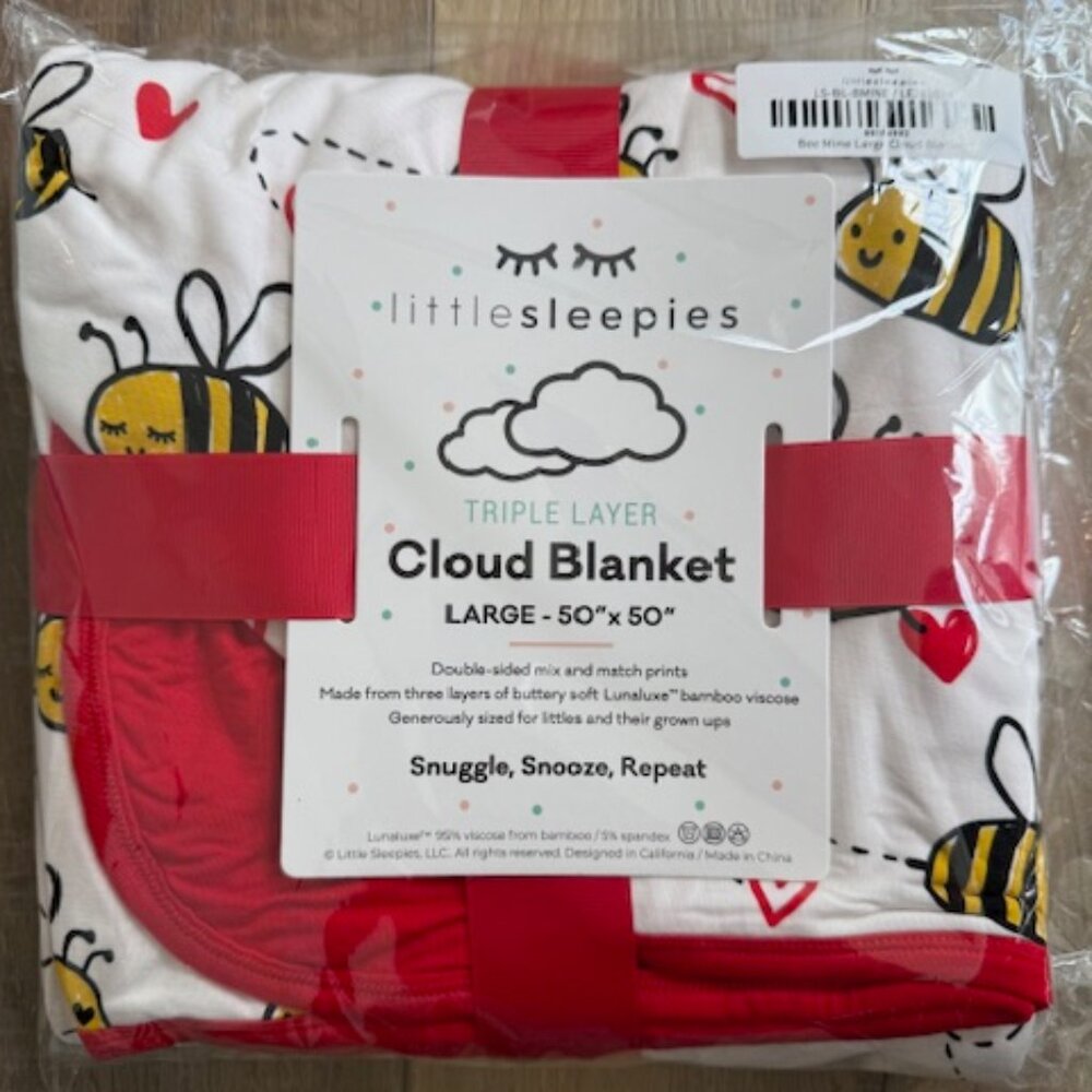 NEW Little Sleepies Bee Mine Large 60" x 60" Cloud Blanket